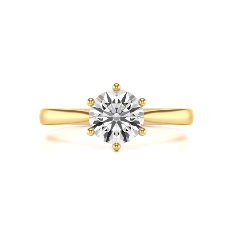 Diamond Engagement Ring- Round Six Claw Tapered Shank
