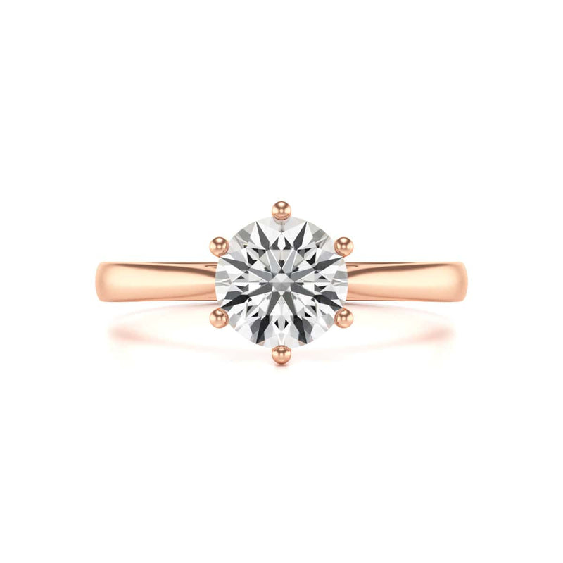 Diamond Engagement Ring- Round Six Claw Tapered Shank