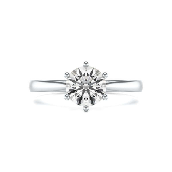 Diamond Engagement Ring- Round Six Claw Tapered Shank