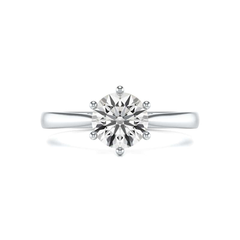 Diamond Engagement Ring- Round Six Claw Tapered Shank