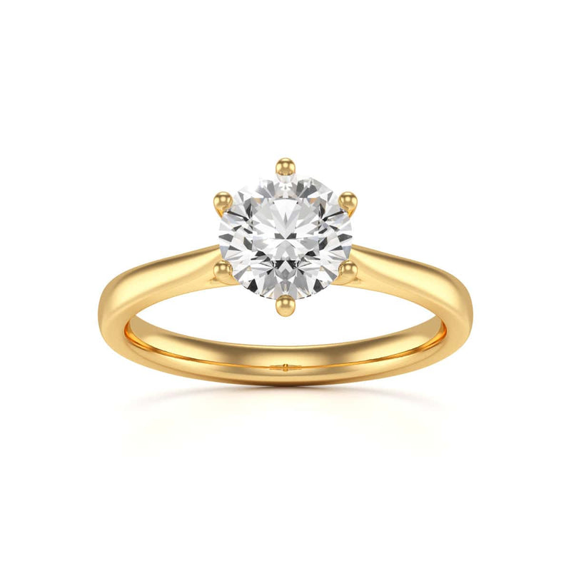 Diamond Engagement Ring- Round Six Claw Tapered Shank