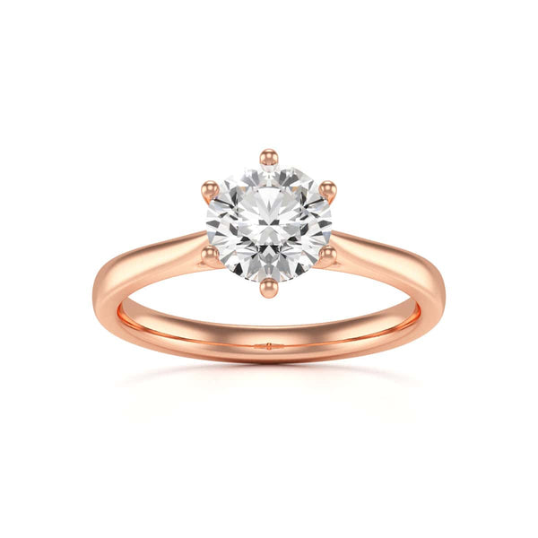 Diamond Engagement Ring- Round Six Claw Tapered Shank