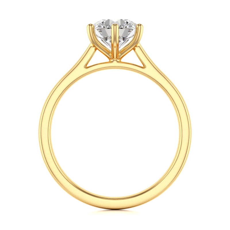 Diamond Engagement Ring- Round Six Claw Tapered Shank