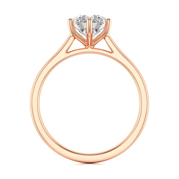 Diamond Engagement Ring- Round Six Claw Tapered Shank