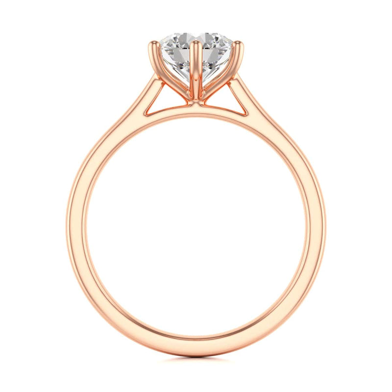 Diamond Engagement Ring- Round Six Claw Tapered Shank
