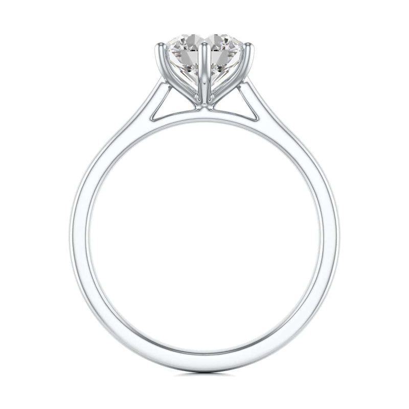 Diamond Engagement Ring- Round Six Claw Tapered Shank
