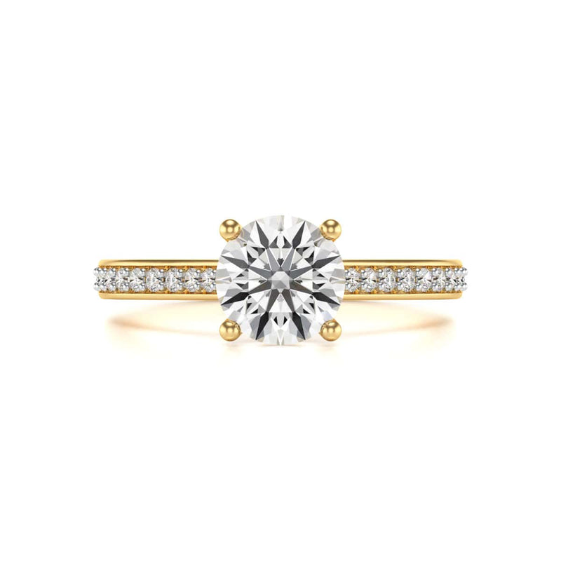 Diamond Engagement Ring- Round Four Claw Grain Set Parallel Shank