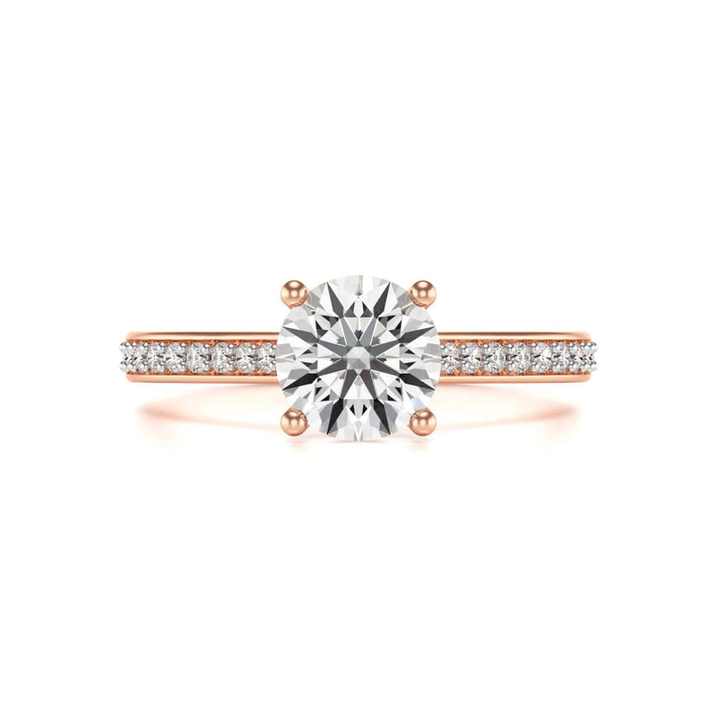 Diamond Engagement Ring- Round Four Claw Grain Set Parallel Shank