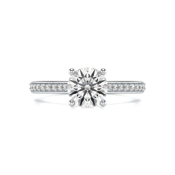 Diamond Engagement Ring- Round Four Claw Grain Set Parallel Shank
