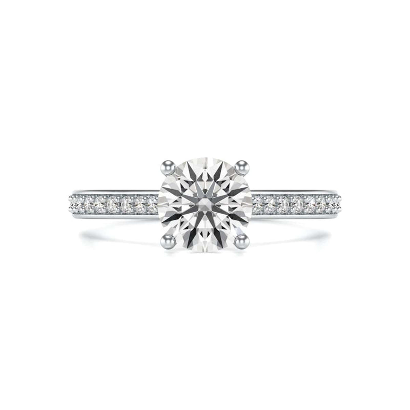 Diamond Engagement Ring- Round Four Claw Grain Set Parallel Shank