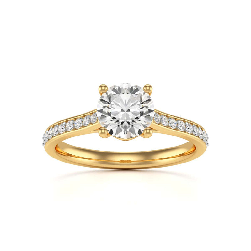 Diamond Engagement Ring- Round Four Claw Grain Set Parallel Shank