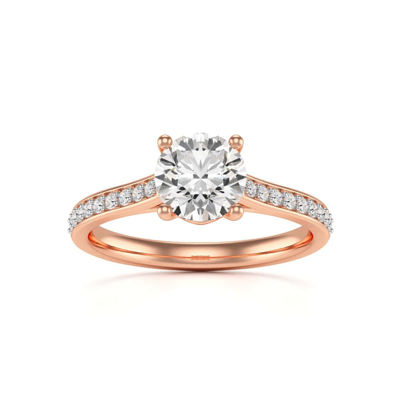 Diamond Engagement Ring- Round Four Claw Grain Set Parallel Shank