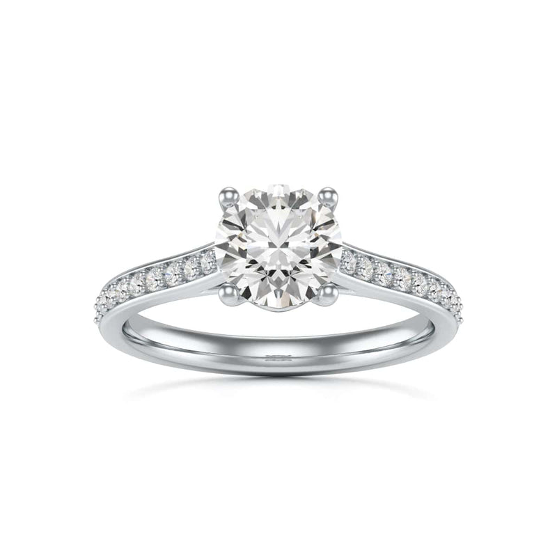 Diamond Engagement Ring- Round Four Claw Grain Set Parallel Shank
