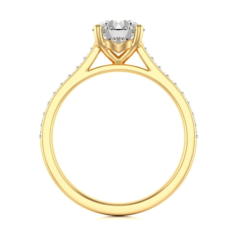 Diamond Engagement Ring- Round Four Claw Grain Set Parallel Shank