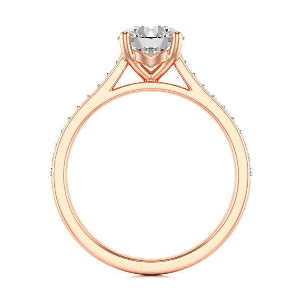 Diamond Engagement Ring- Round Four Claw Grain Set Parallel Shank