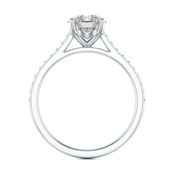 Diamond Engagement Ring- Round Four Claw Grain Set Parallel Shank