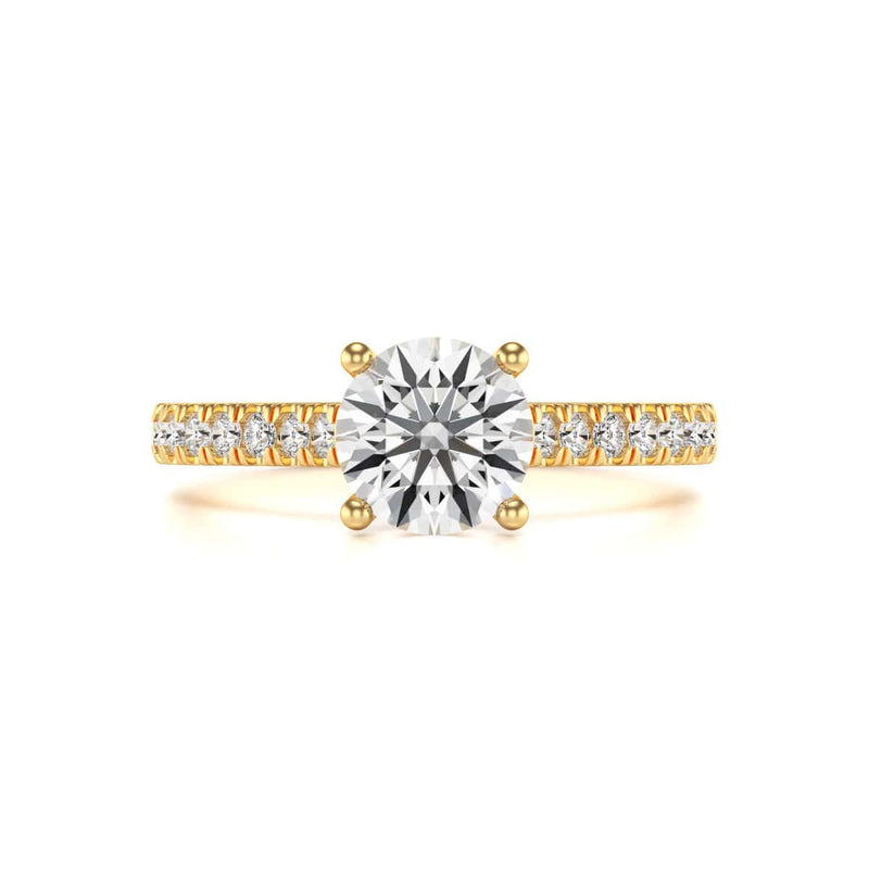 Diamond Engagement Ring- Round Four Claw Scallop Set Shank