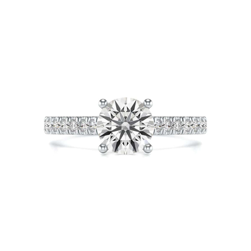 Diamond Engagement Ring- Round Four Claw Scallop Set Shank