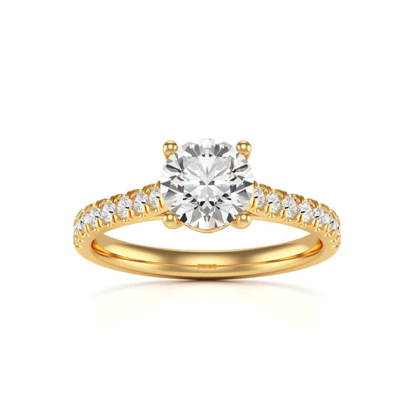 Diamond Engagement Ring- Round Four Claw Scallop Set Shank