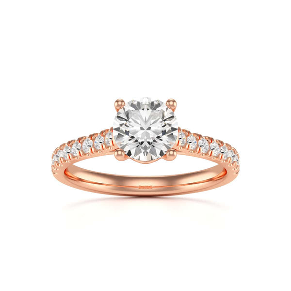 Diamond Engagement Ring- Round Four Claw Scallop Set Shank