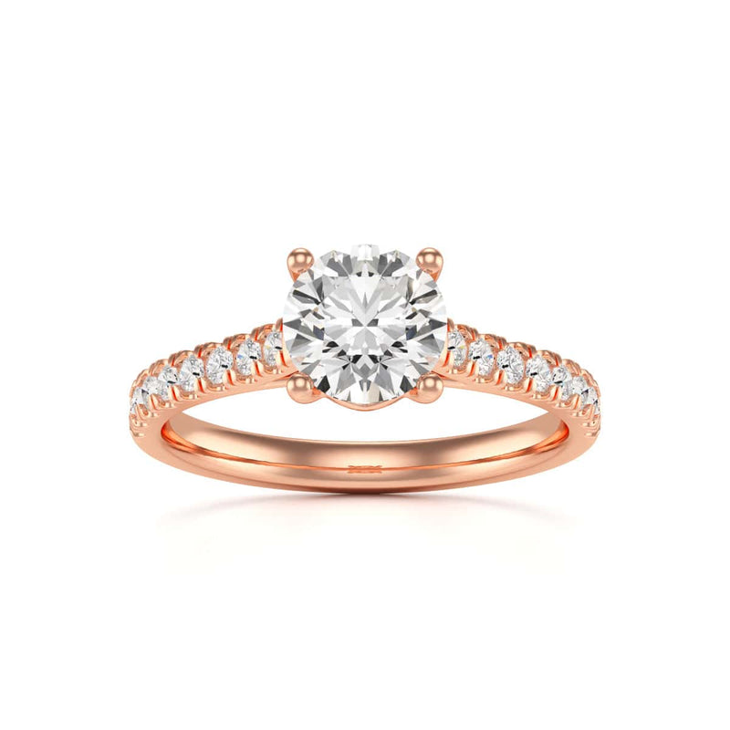 Diamond Engagement Ring- Round Four Claw Scallop Set Shank