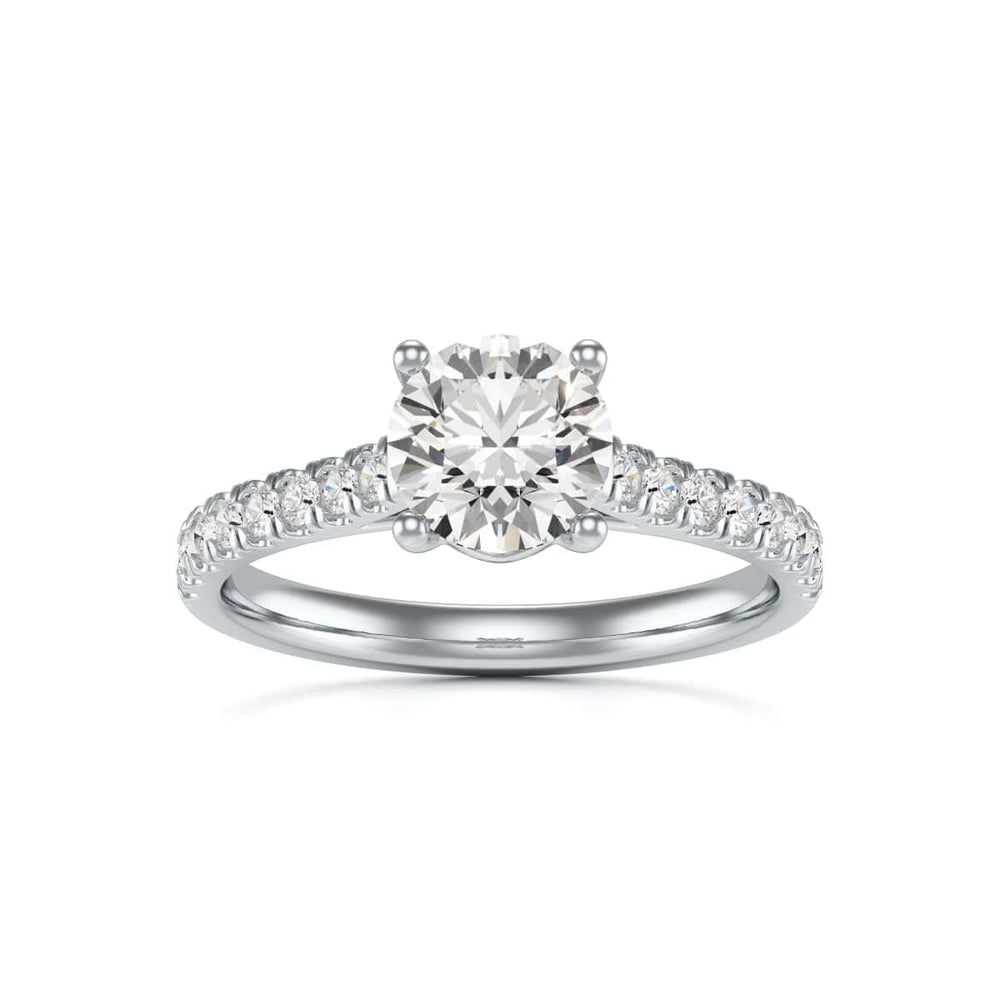 Diamond Engagement Ring- Round Four Claw Scallop Set Shank