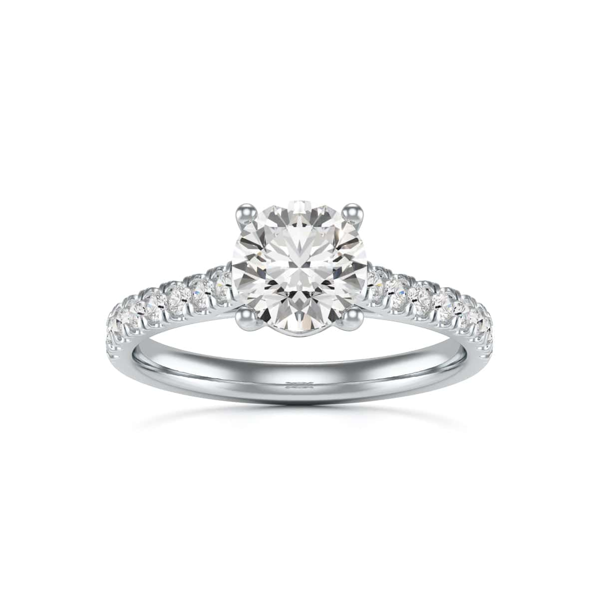 Diamond Engagement Ring- Round Four Claw Scallop Set Shank