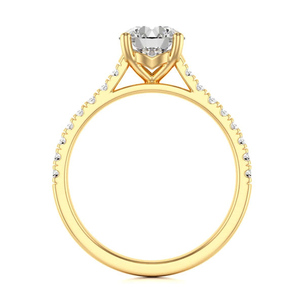 Diamond Engagement Ring- Round Four Claw Scallop Set Shank