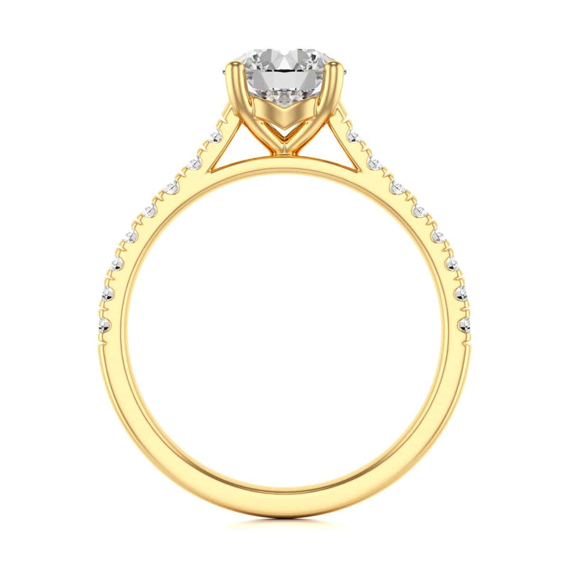 Diamond Engagement Ring- Round Four Claw Scallop Set Shank