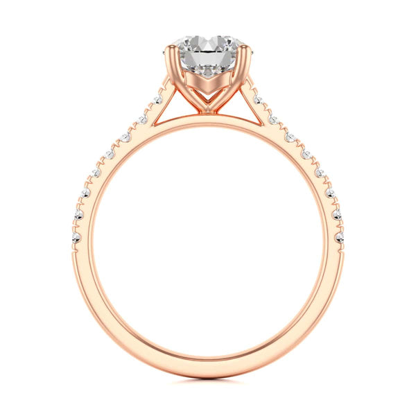 Diamond Engagement Ring- Round Four Claw Scallop Set Shank