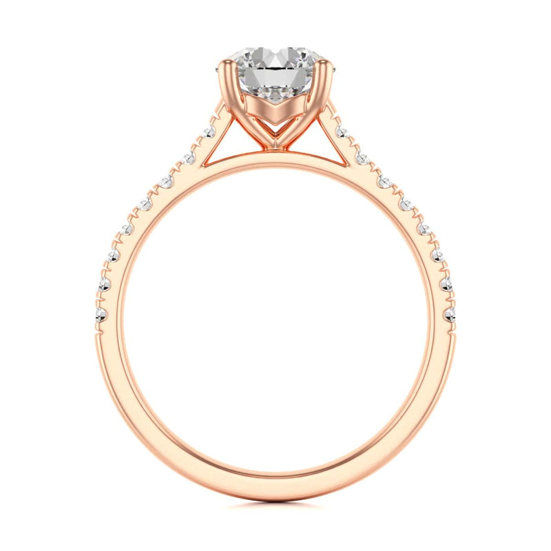 Diamond Engagement Ring- Round Four Claw Scallop Set Shank