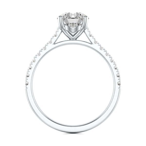 Diamond Engagement Ring- Round Four Claw Scallop Set Shank