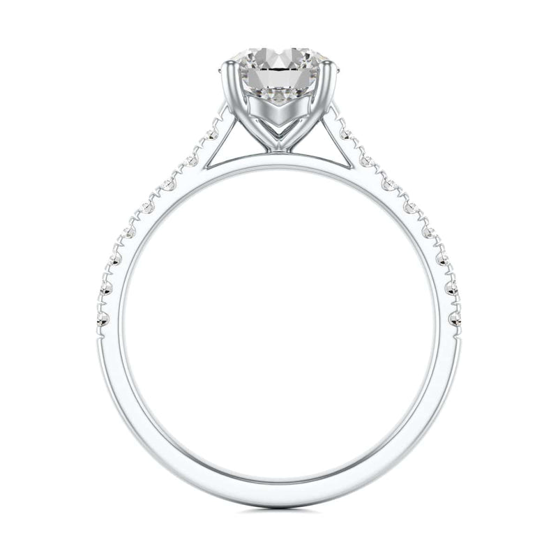 Diamond Engagement Ring- Round Four Claw Scallop Set Shank