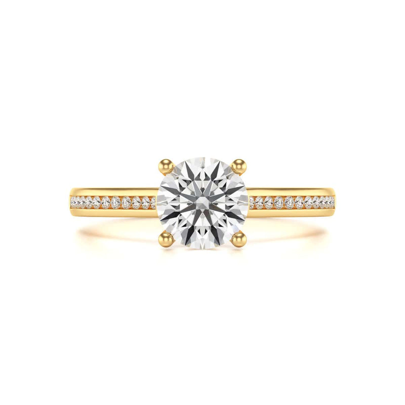 Diamond Engagement Ring- Round Four Claw Bar Split Channel Shank