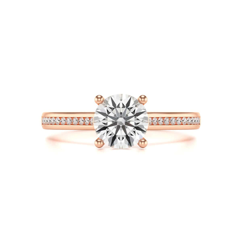 Diamond Engagement Ring- Round Four Claw Bar Split Channel Shank
