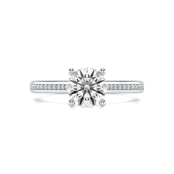 Diamond Engagement Ring- Round Four Claw Bar Split Channel Shank