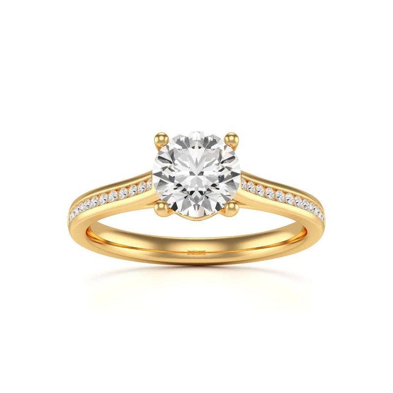 Diamond Engagement Ring- Round Four Claw Bar Split Channel Shank
