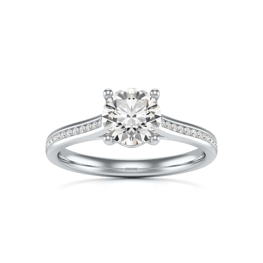Diamond Engagement Ring- Round Four Claw Bar Split Channel Shank