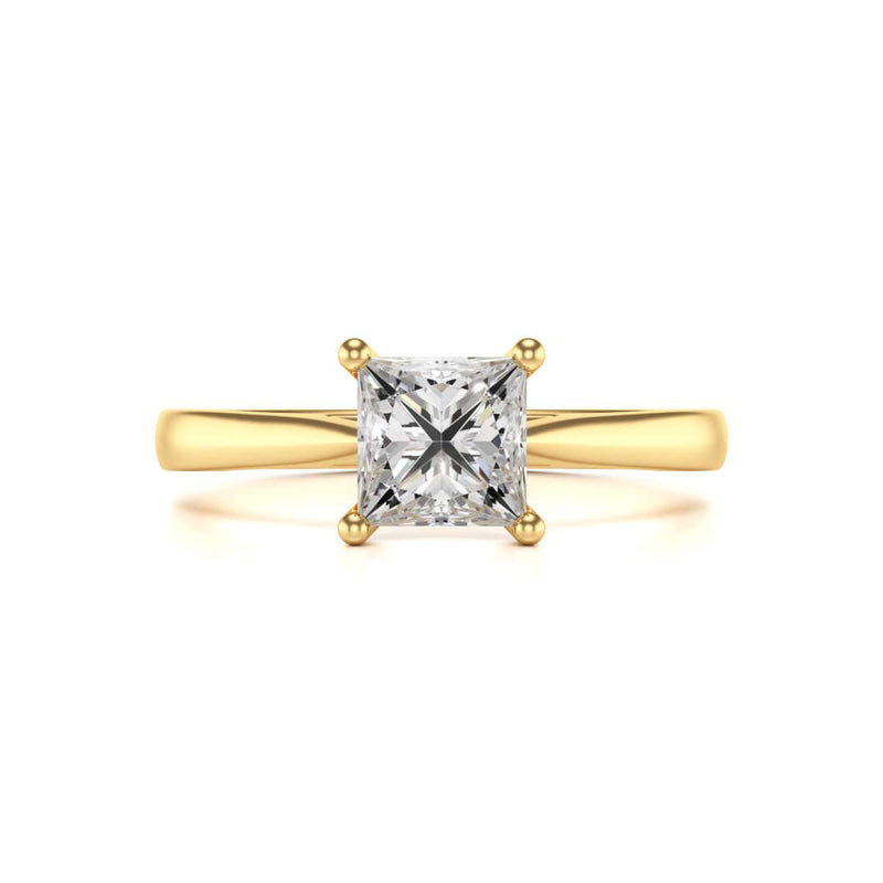 Diamond Engagement Ring- Princess Four Claw Split Tapered Shank