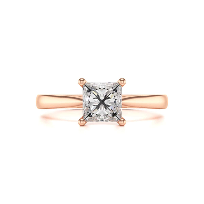 Diamond Engagement Ring- Princess Four Claw Split Tapered Shank