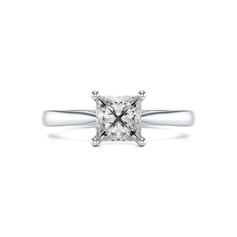 Diamond Engagement Ring- Princess Four Claw Split Tapered Shank