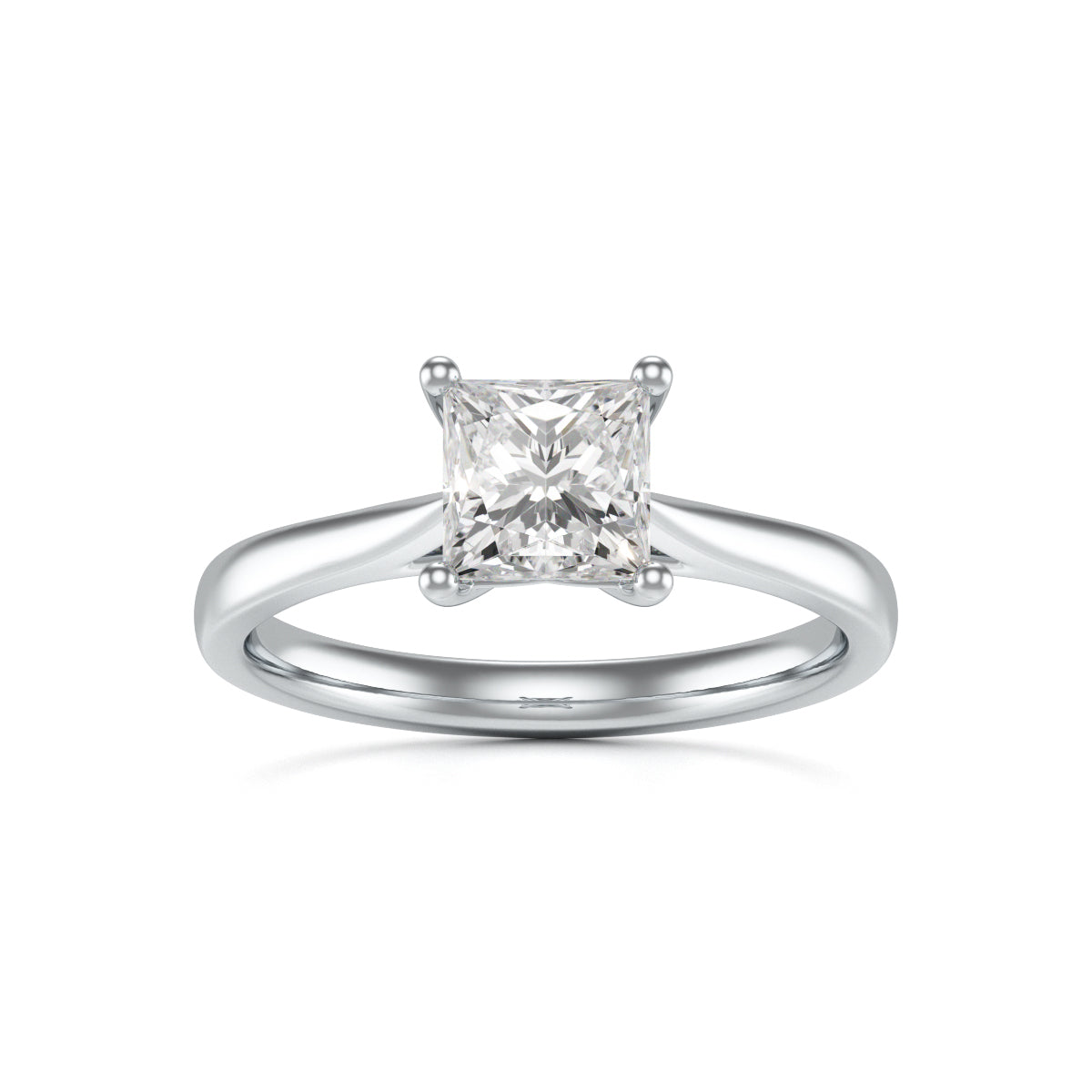 Diamond Engagement Ring- Princess Four Claw Split Tapered Shank