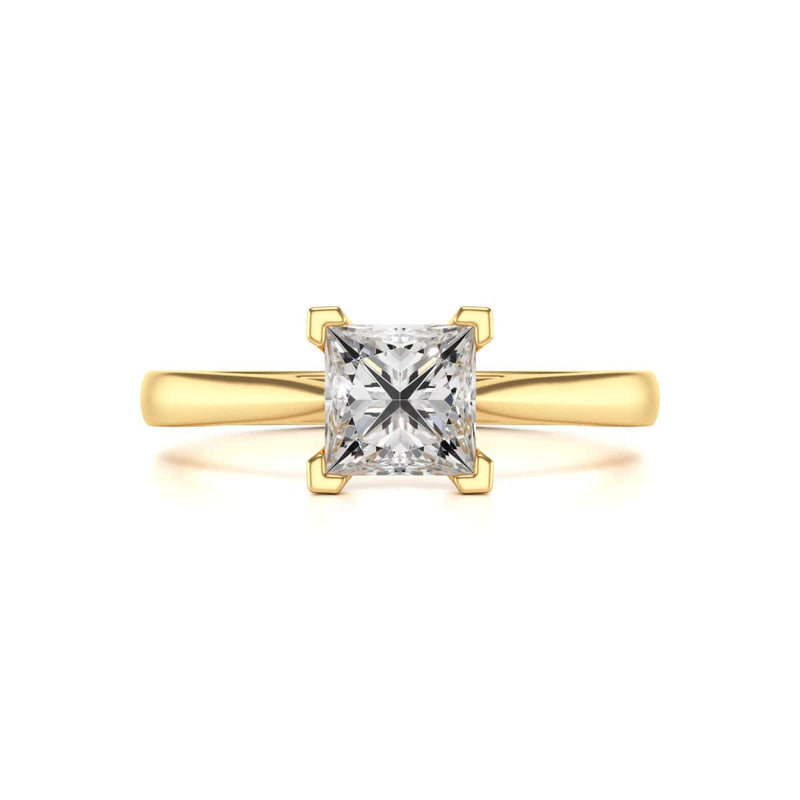 Diamond Engagement Ring- Princess Corner Claw Split Tapered Shank