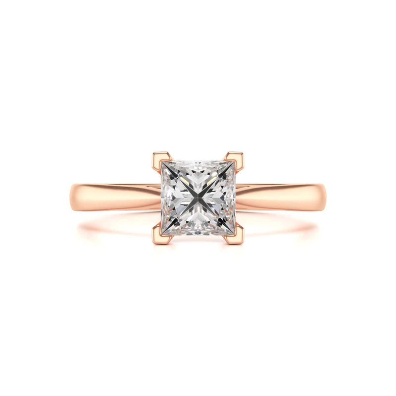 Diamond Engagement Ring- Princess Corner Claw Split Tapered Shank