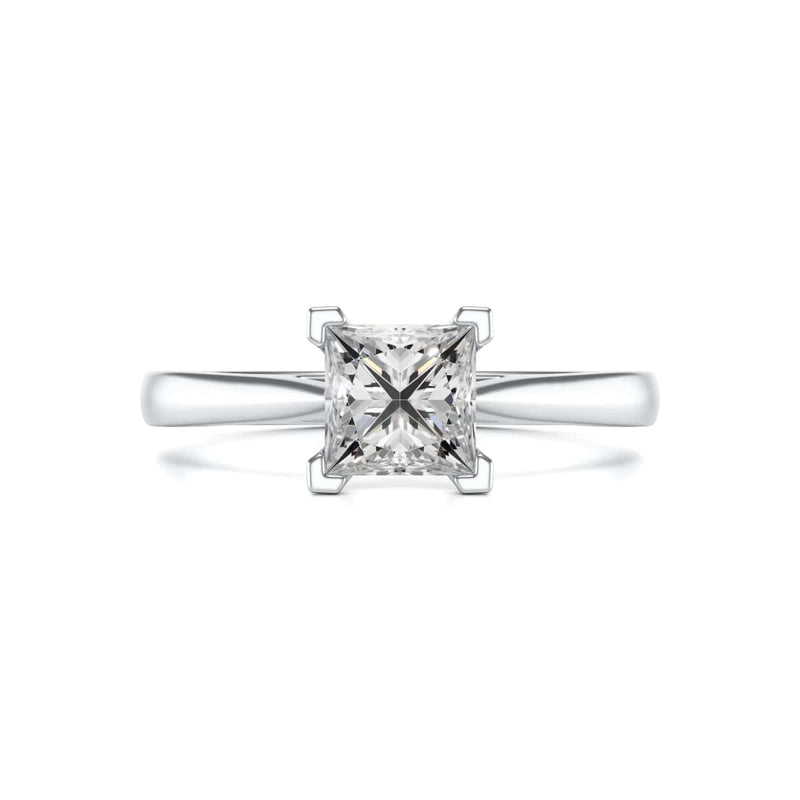 Diamond Engagement Ring- Princess Corner Claw Split Tapered Shank