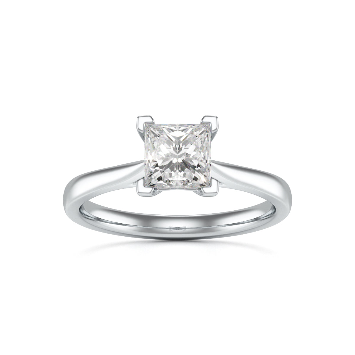 Diamond Engagement Ring- Princess Corner Claw Split Tapered Shank