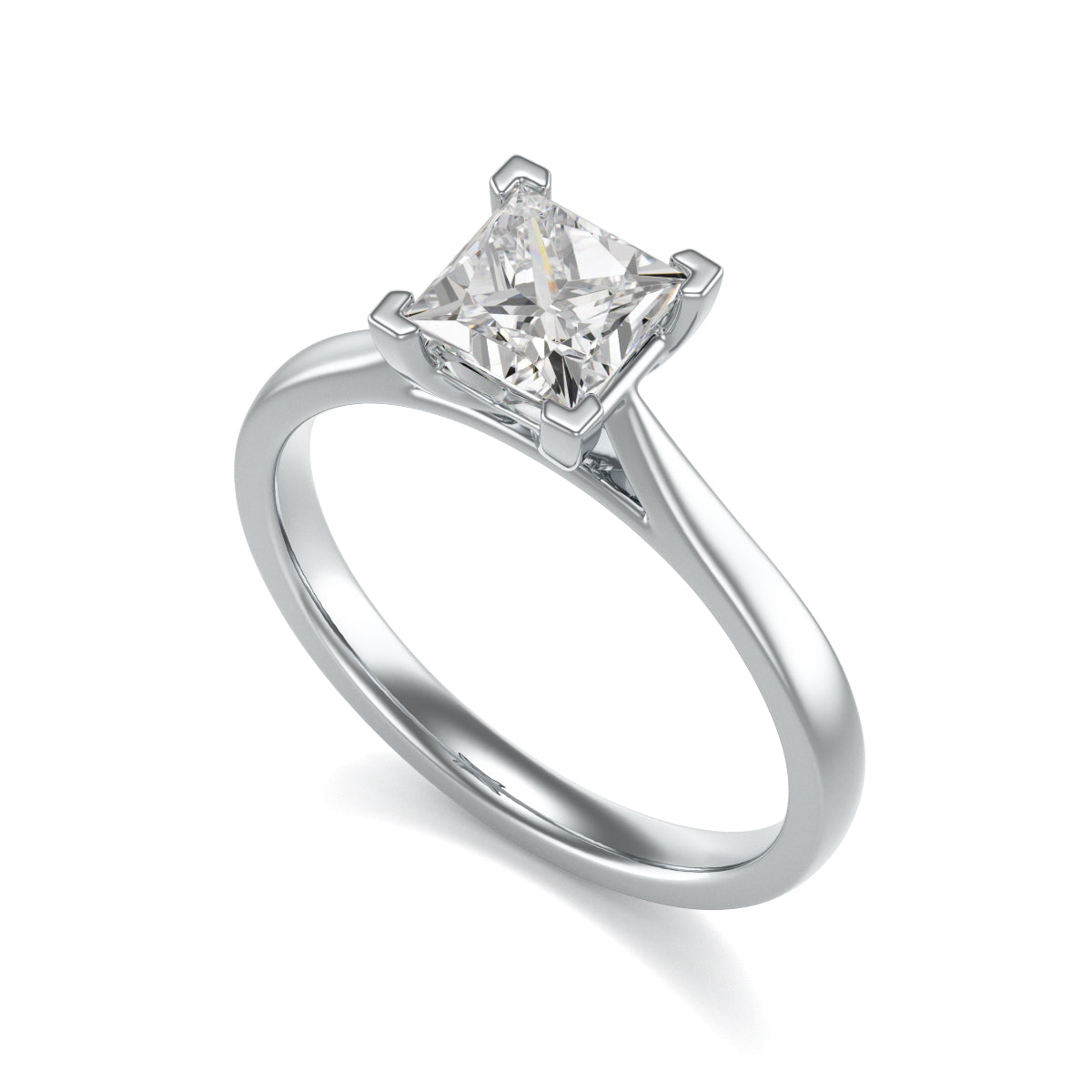 Diamond Engagement Ring- Princess Corner Claw Split Tapered Shank
