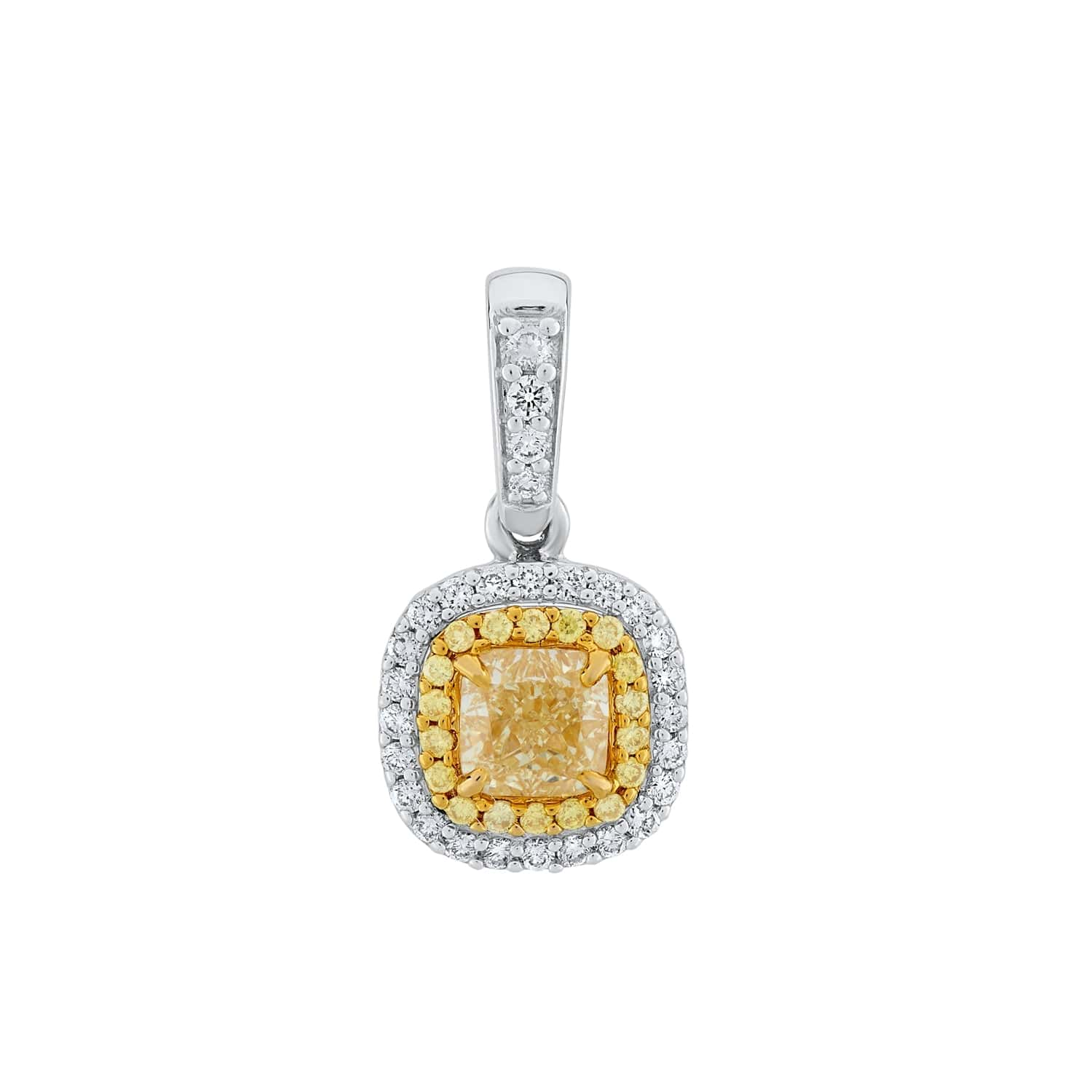 Yellow Diamond Halo Pendant