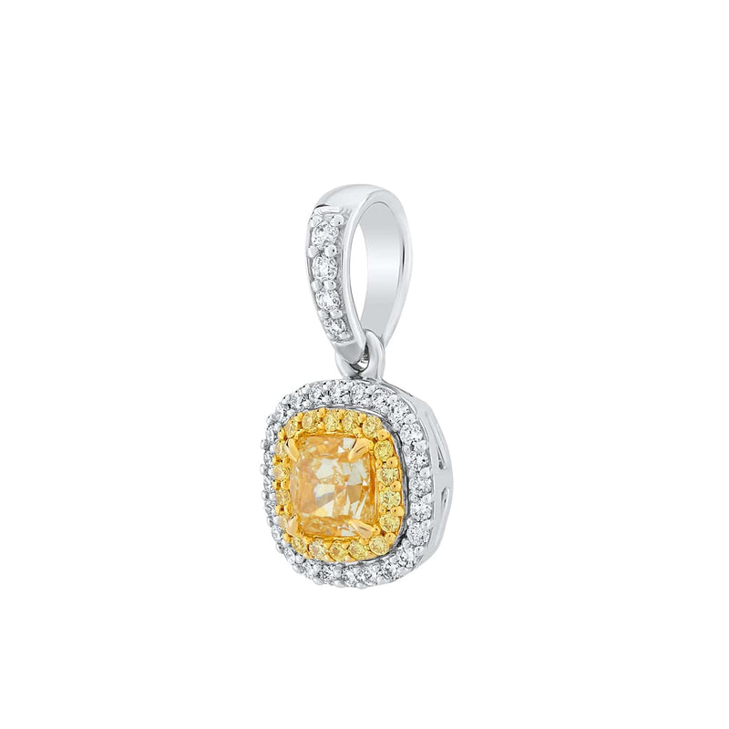 Yellow Diamond Halo Pendant