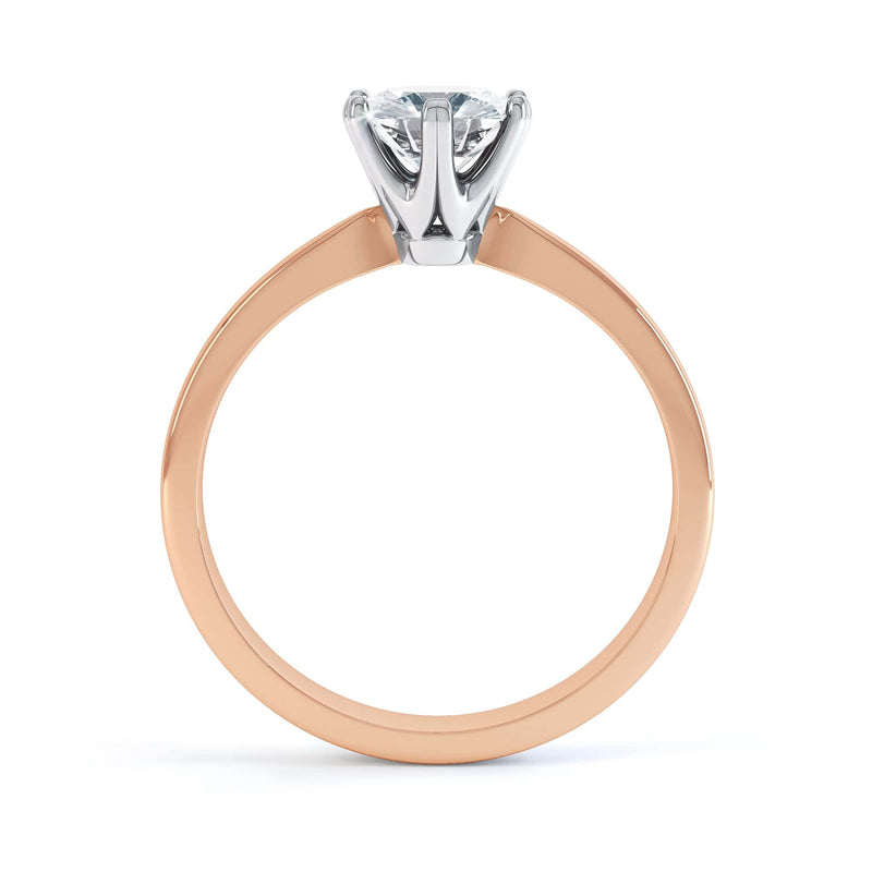 Round Brilliant Cut Centre Stone, Six Claw, Knife edge Shoulders, Diamond Engagement Ring